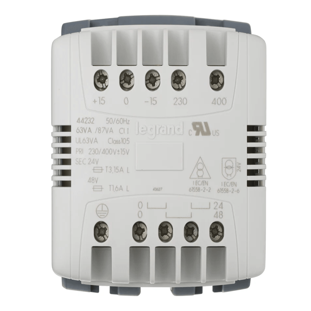 Legrand 罗格朗 控制与信号变压器044232,63VA ,DIN安装230~400V AC,24V AC单相隔离变压器