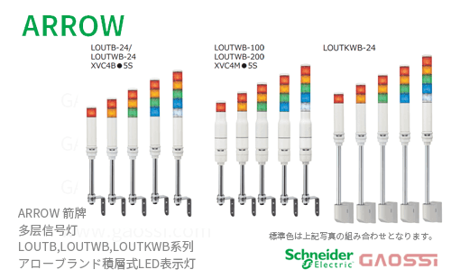 ARROW 箭牌 Schneider 多层信号灯 LOUTB, LOUTWB,LOUTKWB系列LOUTB-24-1,LOUTWB-24-1,LOUTWB-24W-1アロー 積層式LED表示灯