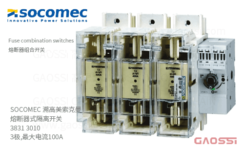 SOCOMEC 溯高美索克曼 熔断器式隔离开关 3831 3010 3极,最大电流100A 熔断器组合开关
