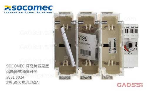 SOCOMEC 溯高美索克曼 熔断器式隔离开关 3831 3024 3极,最大电流250A