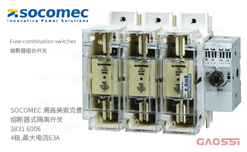 SOCOMEC 溯高美索克曼 熔断器式隔离开关 3831 6006 4极,最大电流63A_