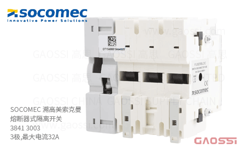 SOCOMEC 溯高美索克曼 熔断器式隔离开关 3841 3003 3极,最大电流32A_