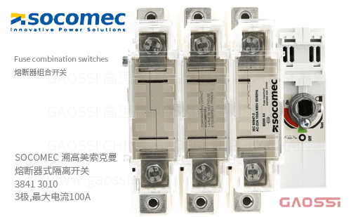 SOCOMEC 溯高美索克曼 熔断器式隔离开关 3841 3010 3极,最大电流100A_