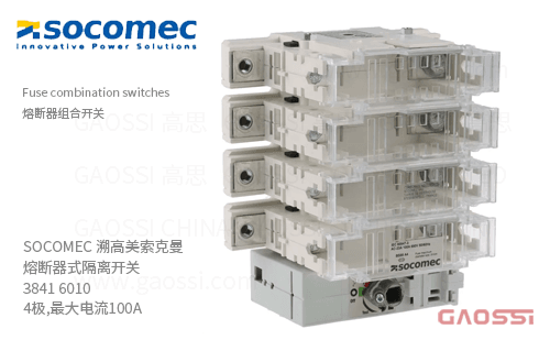 SOCOMEC 溯高美索克曼 熔断器式隔离开关 3841 6010 4极,最大电流100A_