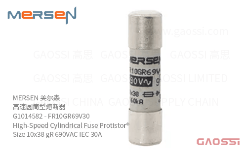 MERSEN 美尔森 高速圆筒型熔断器 G1014582 – FR10GR69V30 High-Speed Cylindrical Fuse Protistor® Size 10×38 gR 690VAC IEC 30A