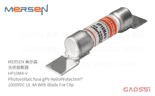 MERSEN 美尔森 光伏熔断器 HP10M4-V Photovoltaic fuse gPV HelioProtection® 1000VDC UL 4A With Blade For Clip