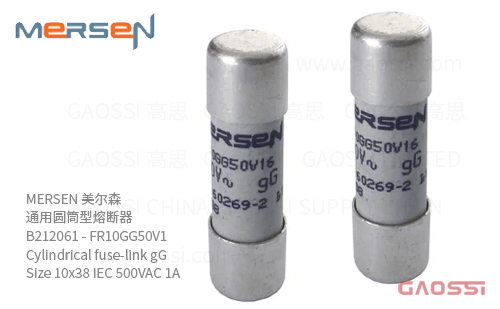 MERSEN 美尔森 通用圆筒型熔断器 B212061 - FR10GG50V1 Cylindrical fuse-link gG Size 10x38 IEC 500VAC 1A