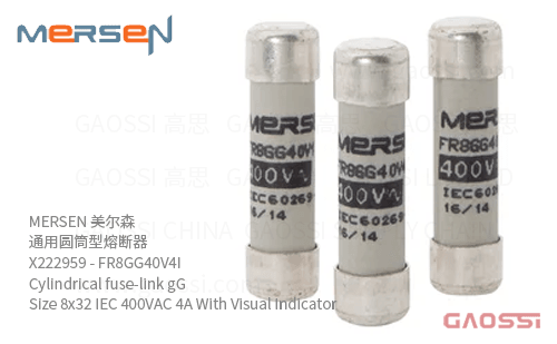 MERSEN 美尔森 通用圆筒型熔断器 X222959 – FR8GG40V4I Cylindrical fuse-link gG Size 8×32 IEC 400VAC 4A With Visual Indicator